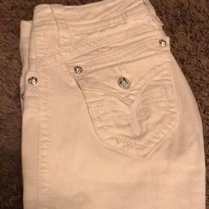 Rock revival white straight leg jeans, size 28